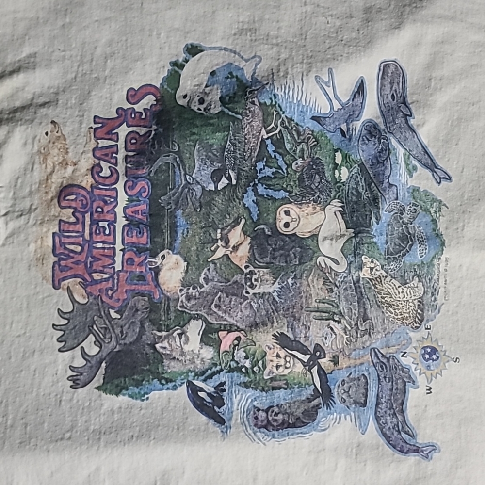 Vintage 1995 single stitch tshirt Wild American Treasures animals XL. Delta - Picture 2 of 12